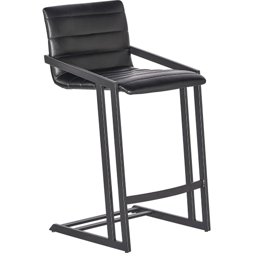 Webber Counter Stool in Black Bonded Leather (Set of 2)